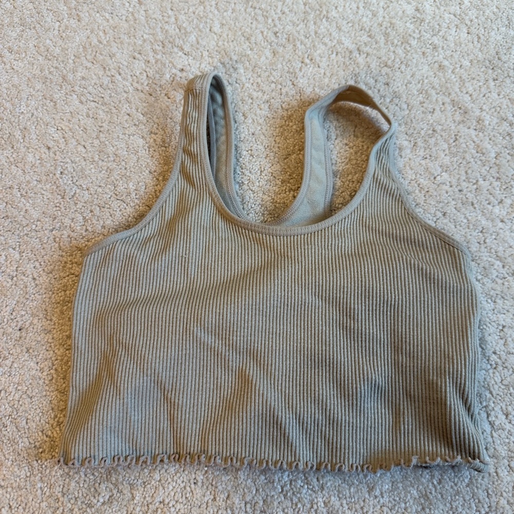 Spiritual Gangster Ribbed Beige Tank Top